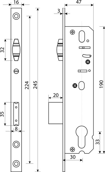Изображение товара Замок врезной БУЛАТ ЗВ 5-1.30.00.16.08