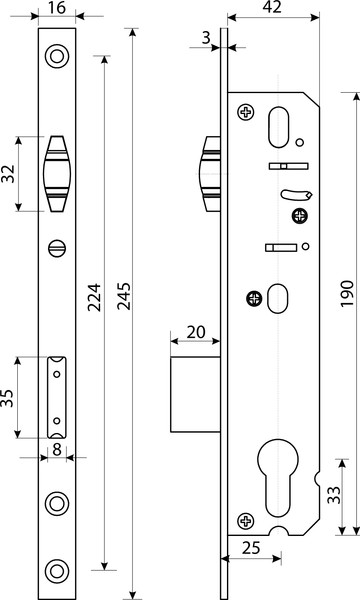 Изображение товара Замок врезной БУЛАТ ЗВ 5-1.25.00.16.08