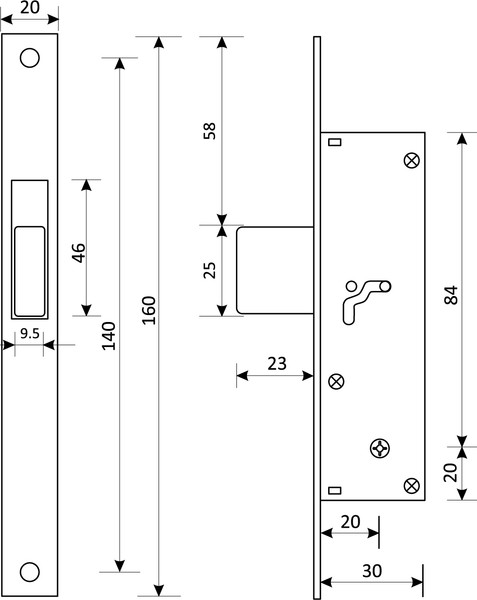 Изображение товара Замок врезной БУЛАТ ЗВ 1-1П.20.00.20.04 5 ключей (хром)