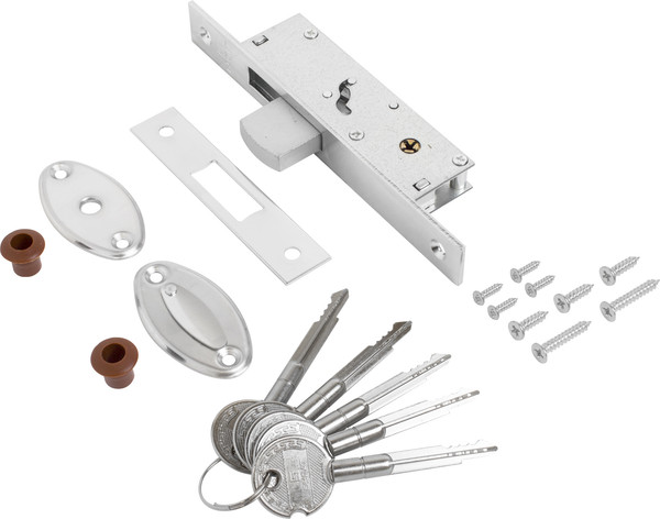 Изображение товара Замок врезной БУЛАТ ЗВ 1-1П.20.00.20.04 5 ключей (хром)