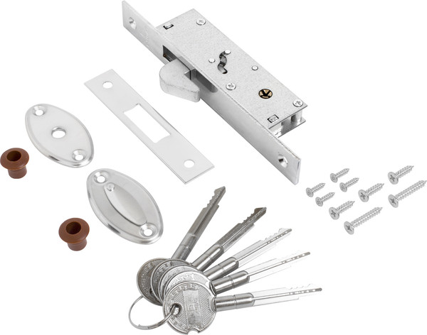 Изображение товара Замок врезной БУЛАТ ЗВ 1-1К.20.00.20.04 5 ключей (хром)