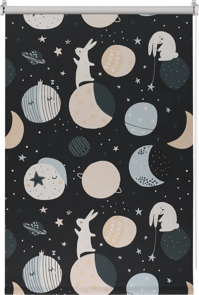 Изображение товара Рулонная штора Franc Gardiner Blackout Print Лунный заяц 60x160 / 9403217457 (черный)