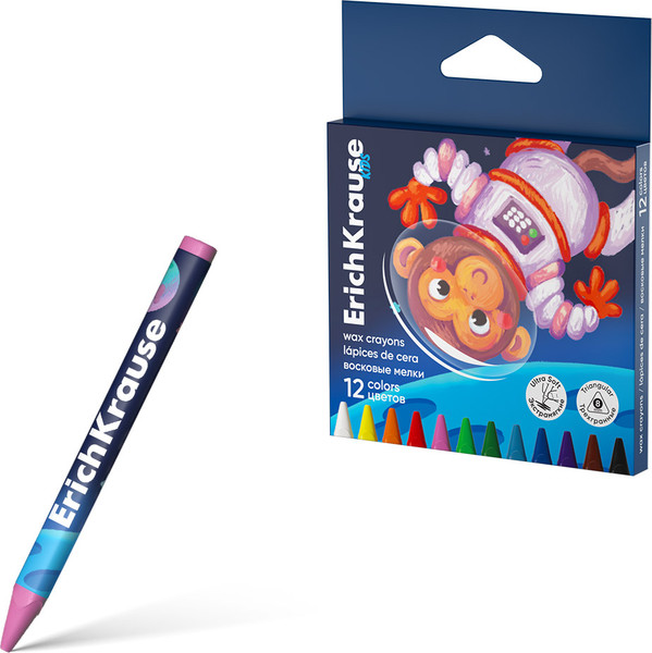 Изображение товара Восковые мелки Erich Krause Kids Space Animals / 62945 (12цв)