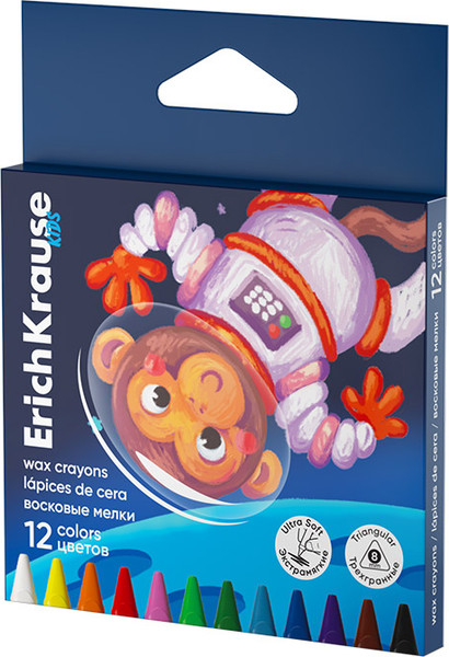 Изображение товара Восковые мелки Erich Krause Kids Space Animals / 62945 (12цв)