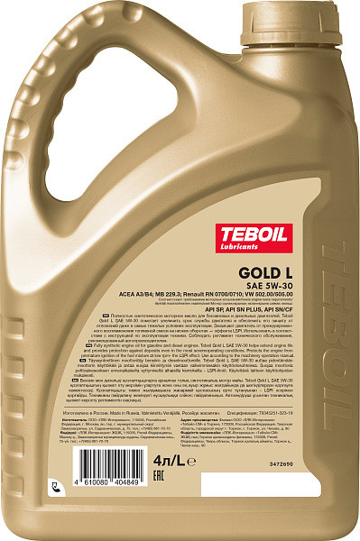 Изображение товара Моторное масло Teboil Gold L 5W30 / 3453935 (4л)