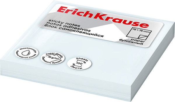 Изображение товара Блок для записей Erich Krause 75х75мм / 63629 (100л, белый)
