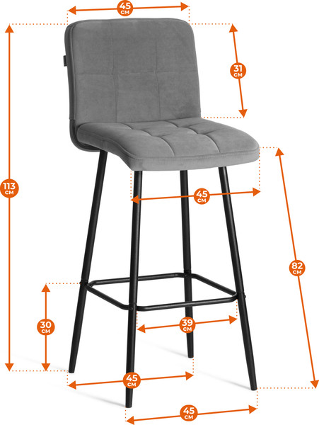 Изображение товара Стул барный Tetchair Medeo (экокожа/черный)