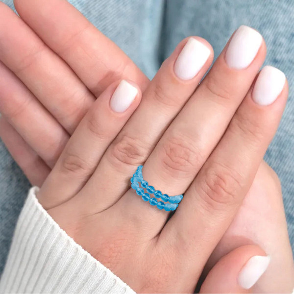 Изображение товара Кольцо Wolves Кошачий глаз Двойное 5355 (р.20-21, голубой)