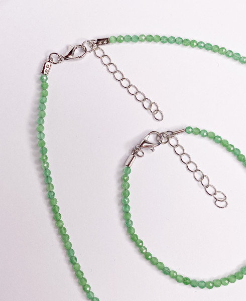 Изображение товара Бусы Wolves Кошачий глаз 5339 (зеленый)