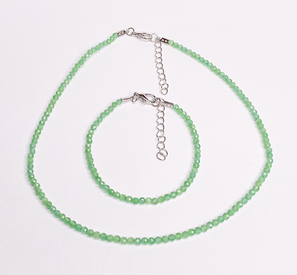 Изображение товара Бусы Wolves Кошачий глаз 5339 (зеленый)