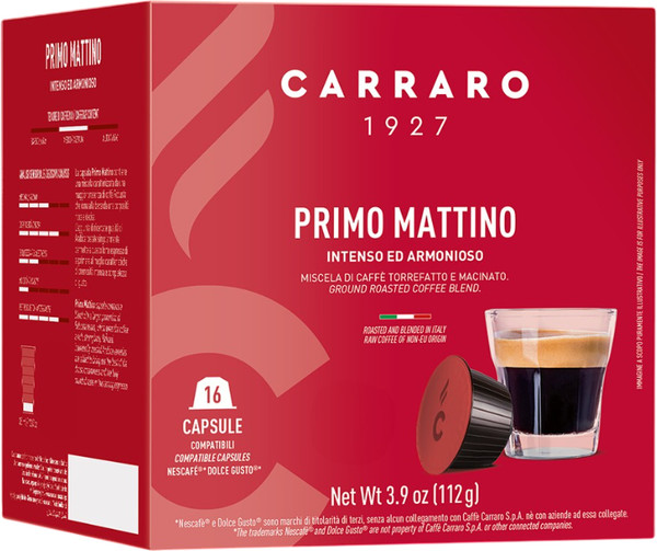 Изображение товара Кофе в капсулах Carraro Primo Mattino стандарт Dolce Gusto / 150078 (16x7г)