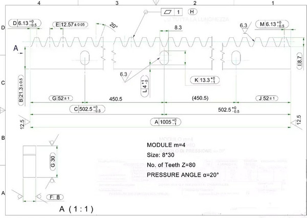 Изображение товара Рейка для ворот Юнива ROA8KIT4 оцинкованная зубчатая 8мм (4шт)