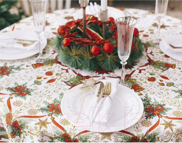 Изображение товара Скатерть Этель Новогодние игрушки / 2690321 (круглая)