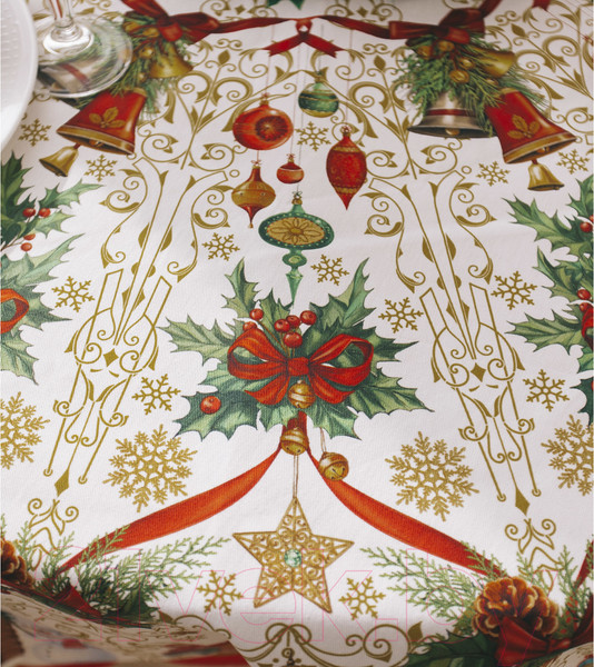 Изображение товара Скатерть Этель Новогодние игрушки / 2690321 (круглая)
