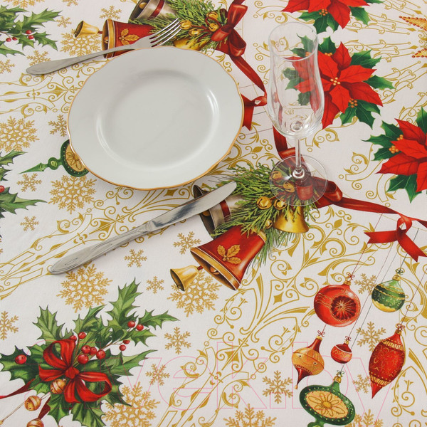 Изображение товара Скатерть Этель Новогодние игрушки / 2690321 (круглая)
