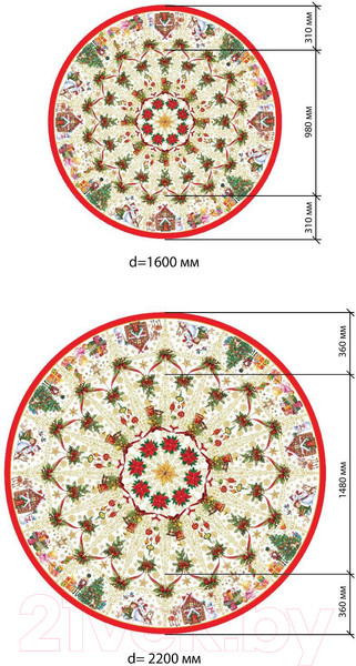 Изображение товара Скатерть Этель Новогодние игрушки / 2690321 (круглая)