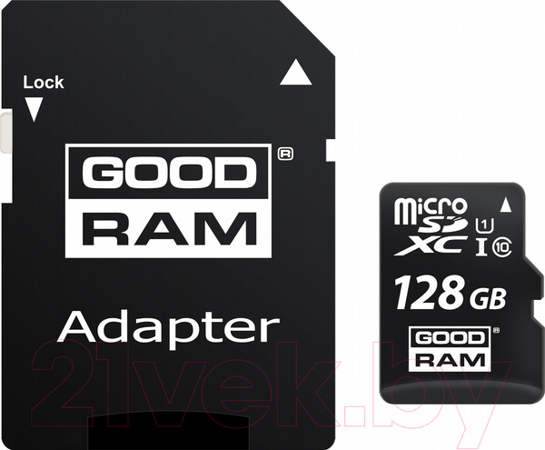 Изображение товара Карта памяти Goodram microSD UHS-I Class 10 128GB + адаптер (M1AA-1280R12)