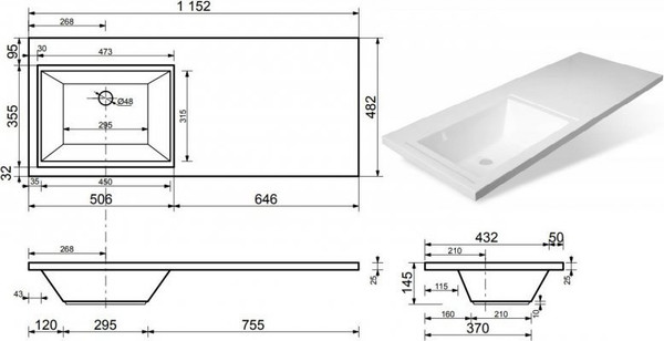 Изображение товара Умывальник Symbolite Даллас 115x48 левый