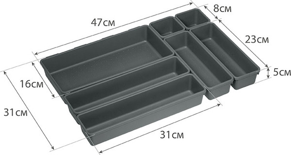 Изображение товара Набор лотков для хранения Idea №3 М1619 (графитовый)