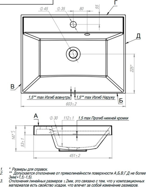 Изображение товара Умывальник Symbolite Andrea Classic 60x45x15.4