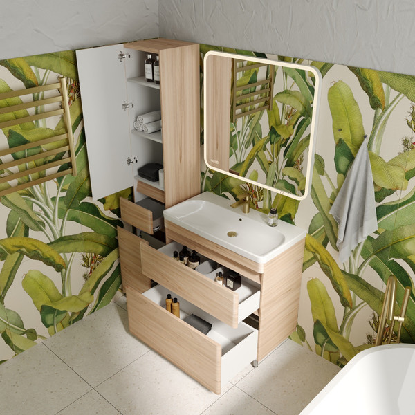 Изображение товара Тумба под умывальник Symbolite Атлантика 80 Люкс Plus (ясень перламутр)