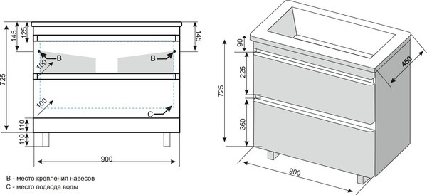 Изображение товара Тумба под умывальник Symbolite Атлантика 90 Люкс Plus (старое дерево)