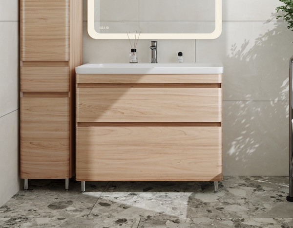 Изображение товара Тумба под умывальник Symbolite Атлантика 100 Люкс Plus (ясень перламутр)