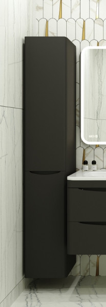 Изображение товара Шкаф-пенал для ванной Symbolite Бергамо Люкс Plus с корзиной (черный)