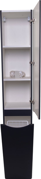 Изображение товара Шкаф-пенал для ванной Symbolite Бергамо Люкс Plus с корзиной (черный)