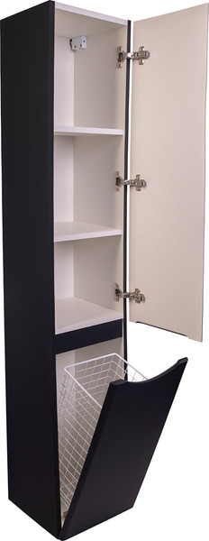 Изображение товара Шкаф-пенал для ванной Symbolite Бергамо Люкс Plus с корзиной (черный)