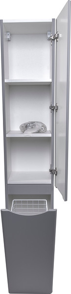 Изображение товара Шкаф-пенал для ванной Symbolite Бергамо Люкс Plus с корзиной (серый)