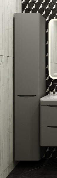 Изображение товара Шкаф-пенал для ванной Symbolite Бергамо Люкс Plus с корзиной (серый)