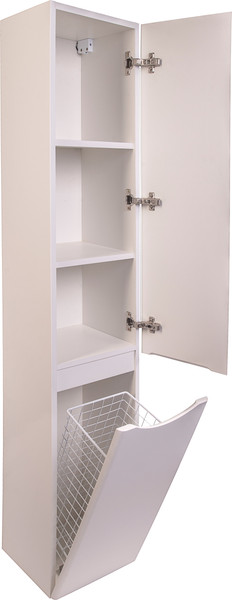 Изображение товара Шкаф-пенал для ванной Symbolite Бергамо Люкс Plus с корзиной (белый)