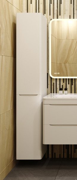 Изображение товара Шкаф-пенал для ванной Symbolite Бергамо Люкс Plus с корзиной (белый)