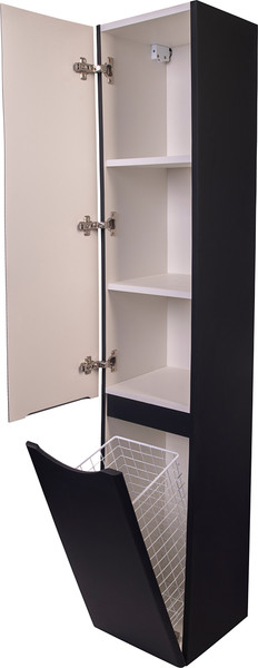 Изображение товара Шкаф-пенал для ванной Symbolite Бергамо L Люкс Plus с корзиной (черный)