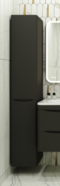 Изображение товара Шкаф-пенал для ванной Symbolite Бергамо L Люкс Plus с корзиной (черный)