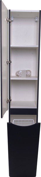 Изображение товара Шкаф-пенал для ванной Symbolite Бергамо L Люкс Plus с корзиной (черный)