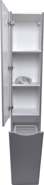 Изображение товара Шкаф-пенал для ванной Symbolite Бергамо L Люкс Plus с корзиной (серый)