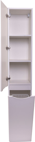 Изображение товара Шкаф-пенал для ванной Symbolite Бергамо L Люкс Plus с корзиной (белый)