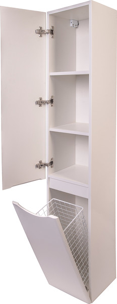 Изображение товара Шкаф-пенал для ванной Symbolite Бергамо L Люкс Plus с корзиной (белый)