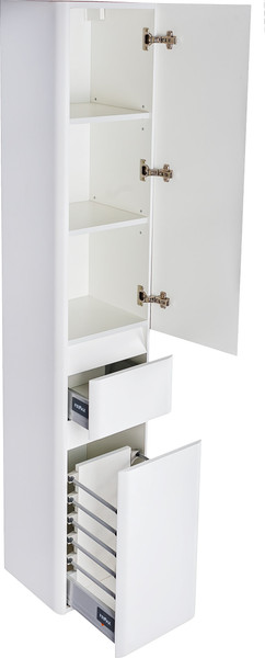 Изображение товара Шкаф-пенал для ванной Symbolite Атлантика 35 Люкс Plus с корзиной (белый)