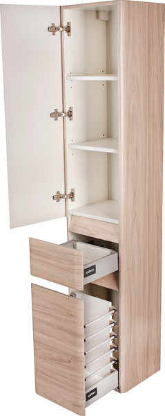 Изображение товара Шкаф-пенал для ванной Symbolite Атлантика 35 L Люкс Plus с корзиной (ясень перламутр)