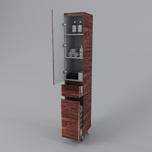 Изображение товара Шкаф-пенал для ванной Symbolite Атлантика 35 L Люкс Plus с корзиной (старое дерево)