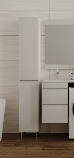 Изображение товара Шкаф-пенал для ванной Symbolite Даллас Люкс Plus с корзиной (белый)