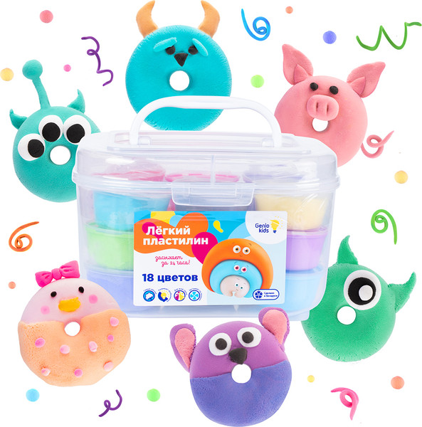 Изображение товара Пластилин легкий Genio Kids TA1724B (18цв)