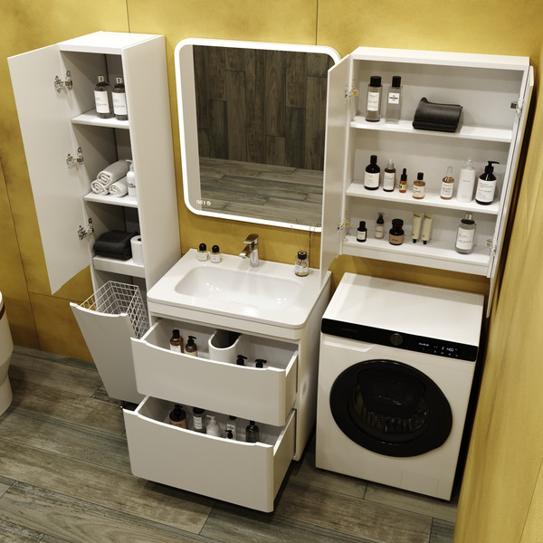 Изображение товара Тумба под умывальник Symbolite Бергамо мини 70 Люкс Plus 2 ящика (белый)