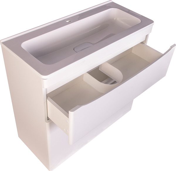 Изображение товара Тумба под умывальник Symbolite Бергамо мини 80 Люкс Plus 2 ящика (белый)