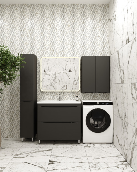 Изображение товара Тумба под умывальник Symbolite Бергамо мини 90 Люкс Plus 2 ящика (черный)