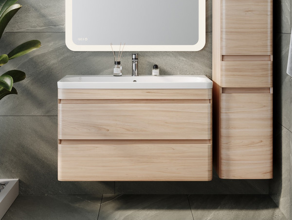 Изображение товара Тумба под умывальник Symbolite Атлантика 100 Люкс Plus (подвесная, ясень перламутр)