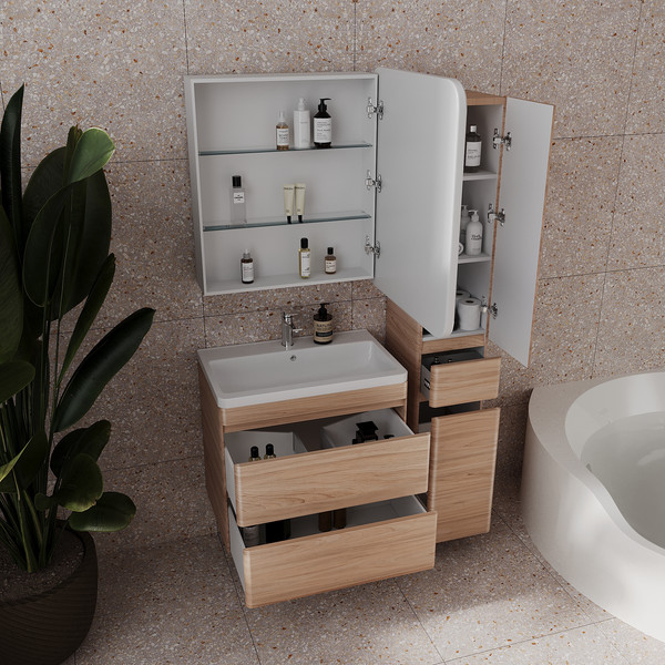 Изображение товара Тумба под умывальник Symbolite Атлантика 70 Люкс Plus (подвесная, ясень перламутр)